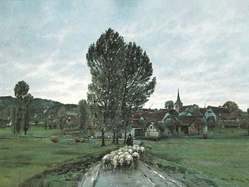 1867-Hermann Bahner - Paesaggio con pastore e pecore, 1910